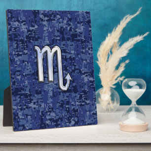 Plaque Photo Chrome Scorpio Zodiac Connexion Marine Camo Bleu