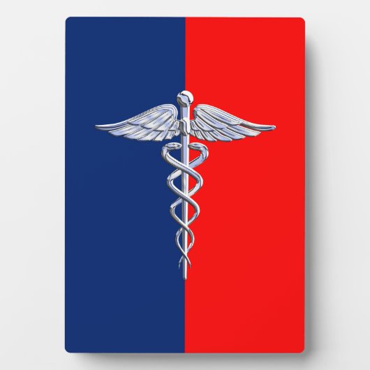 Plaque Photo Chrome Style Caduceus Médicale Symbole Ligue (Devant)