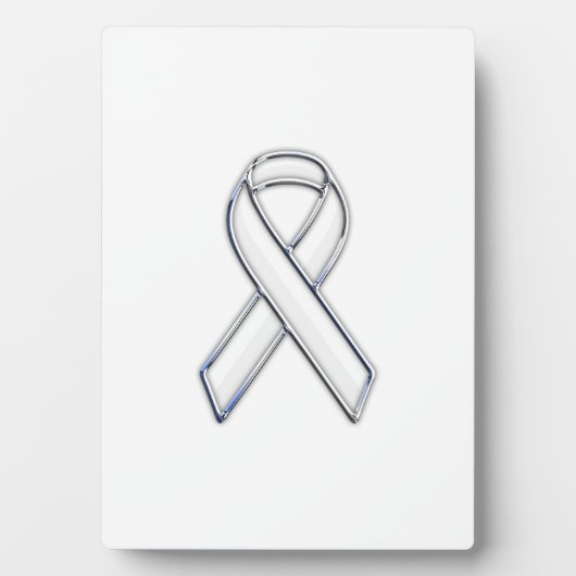 Plaque Photo Chrome Style White Ribbon Awareness (Devant)