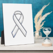 Plaque Photo Chrome Style White Ribbon Awareness (Côté)