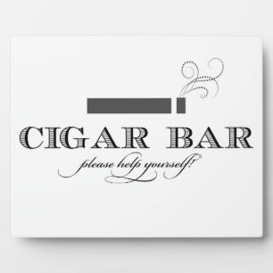 Plaque Photo Cigar Bar Sign Table Easel - White and Black