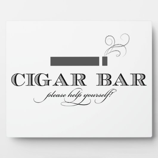 Plaque Photo Cigar Bar Sign Table Easel - White and Black (Devant)
