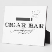 Plaque Photo Cigar Bar Sign Table Easel - White and Black (Côté)