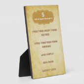 Plaque Photo Cinq règles simples pour être heureux (Côté)