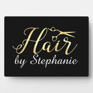 Plaque Photo Ciseaux en or Scissors Coiffeur Salon de Coiffure