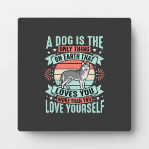 Plaque Photo Citation Amoureux de Chien Graphique Husky Vintage