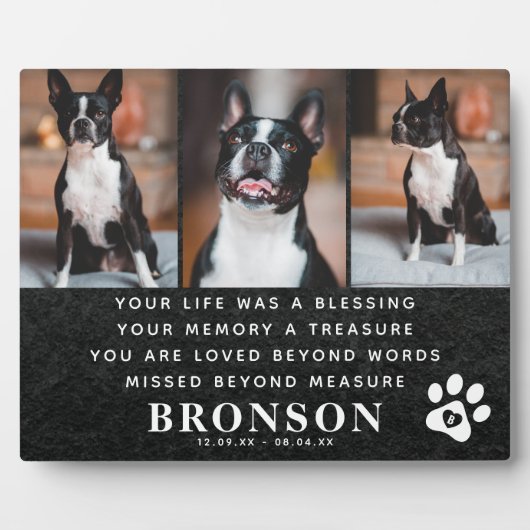 Plaque Photo Citation commémorative de perte d'animal de compag (Devant)