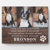 Plaque Photo Citation commémorative Rustic Pet Loss & Collage p (Devant)