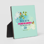 Plaque Photo Citation de béatitude avec papillons et fleurs (Recto)