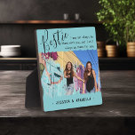 Plaque Photo Citation de Bestie tendance Photo BFF personnalisé<br><div class="desc">Plaque photo d'amitié moderne, avec le titre 'Bestie' dans un texte élégant de script de calligraphie, une citation de meilleurs amis qui dit "Je ne serai peut-être pas toujours là avec vous, mais je serai toujours là pour vous", qui peut être customisé, une photo principale de vous et votre BFF...</div>