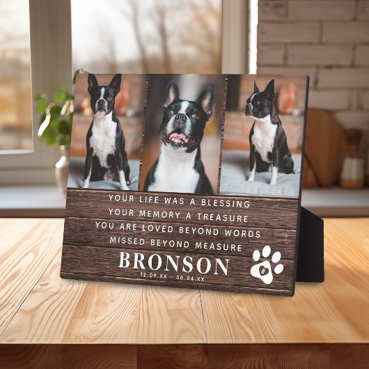 Plaque Photo Citation de deuil d'animal de compagnie rustique e