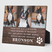 Plaque Photo Citation de deuil pour animaux de compagnie rustiq (Côté)