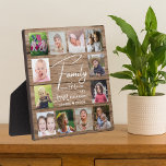 Plaque Photo Citation de la famille Rustic Wood 12 Photo Collag<br><div class="desc">Créez votre propre plaque de collage photo avec 12 de vos photos préférées sur un arrière - plan de texture en bois.Personnalisez-vous avec le nom de famille et la date établie. La citation "Famille où la vie commence et où l'amour ne finit jamais" ajoute une touche unique au cadeau de...</div>