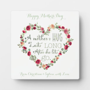 Plaque Photo Citation de la fête des mères Aquarelle Fleur Coeu