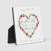 Plaque Photo Citation de la fête des mères Aquarelle Fleur Coeu (Recto)