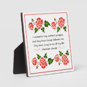 Plaque Photo Citation de la prière d'une mère par Abraham Linco (Recto)