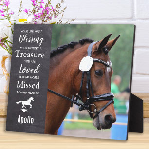 Plaque Photo Citation de sympathie pour la perte d'un cheval -