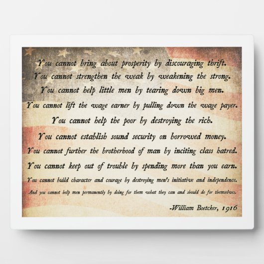 Plaque Photo Citation de William Boetcker (Devant)