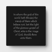Plaque Photo Citation d'écriture 2 Corinthiens 4 4 (Devant)