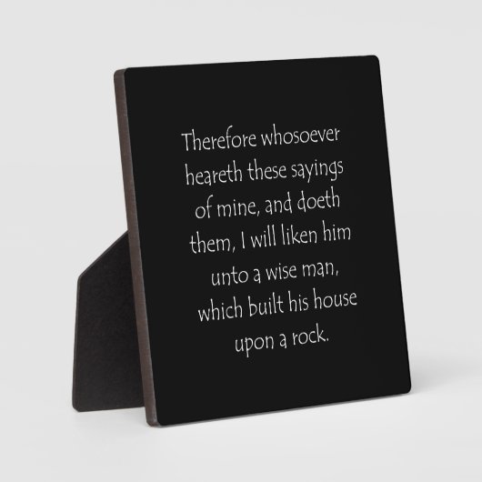 Plaque Photo Citation d'écriture Matthew 7 24 (Recto)