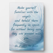 Plaque Photo Citation en plume bleue Angel Saint Francis (Devant)