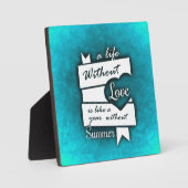 Plaque Photo Citation inspirée sur l'amour sur le turquoise (Recto)
