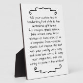 Plaque Photo Citation personnalisée : Lettre de présentation de (Côté)