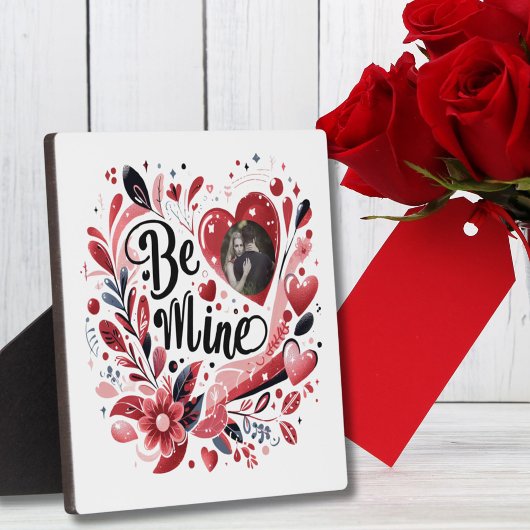 Plaque Photo Citation romantique "Be Mine" Photo Coeur Rouge Bo