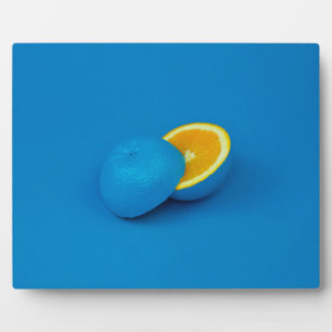 Plaque Photo citron bleu coupé en deux moitiés