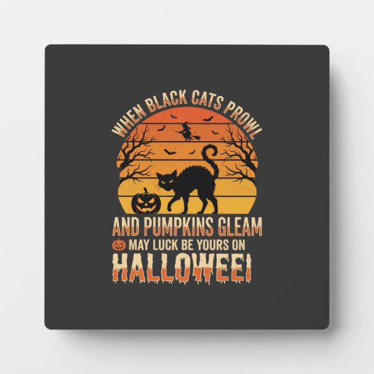 Plaque Photo Citrouille Chat Noir Halloween Design Vectoriel (Devant)