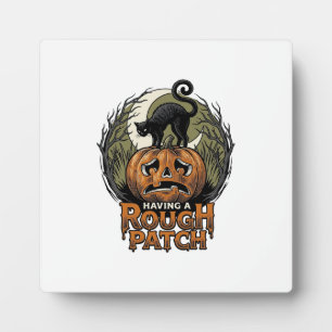Plaque Photo Citrouille d'Halloween Chat Tache Brute Gravure Vi