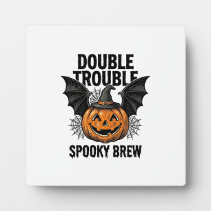 Plaque Photo Citrouille d'Halloween Sorcière Double Trouble Vin