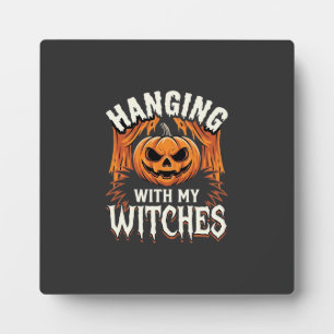 Plaque Photo Citrouille d'Halloween suspendue avec mes sorcière
