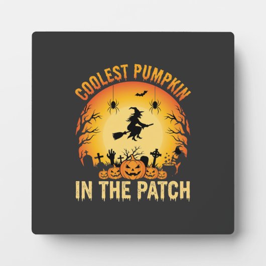Plaque Photo Citrouille la plus cool d'Halloween dans le patch (Devant)