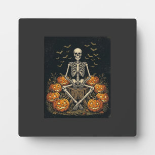 Plaque Photo Citrouille squelette Halloween Design Rétro Vintag