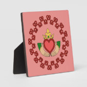 Plaque Photo Claddagh et Red Knotwork sur rose (Recto)