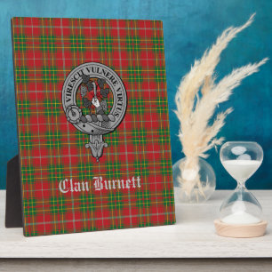 Plaque Photo Clan Burnett Crest Badge & Tartan Tabletop