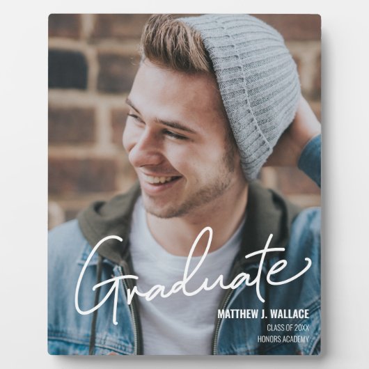 Plaque Photo Classe de diplômés masculins de 2021 Graduation Ph (Devant)