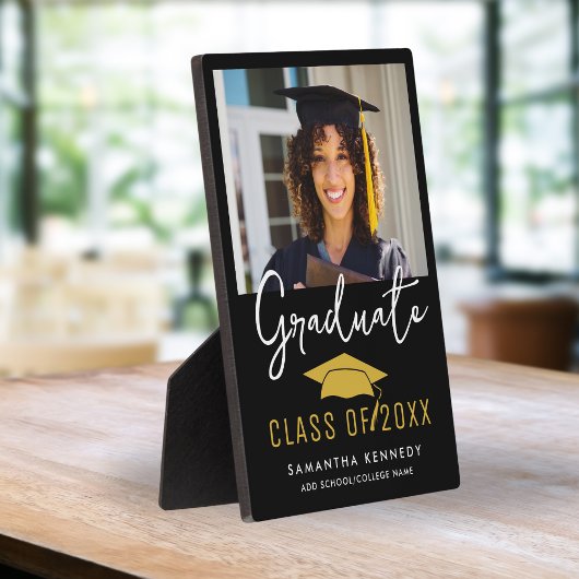 Plaque Photo Classe moderne Black & Gold de 2025 Casquette de 2