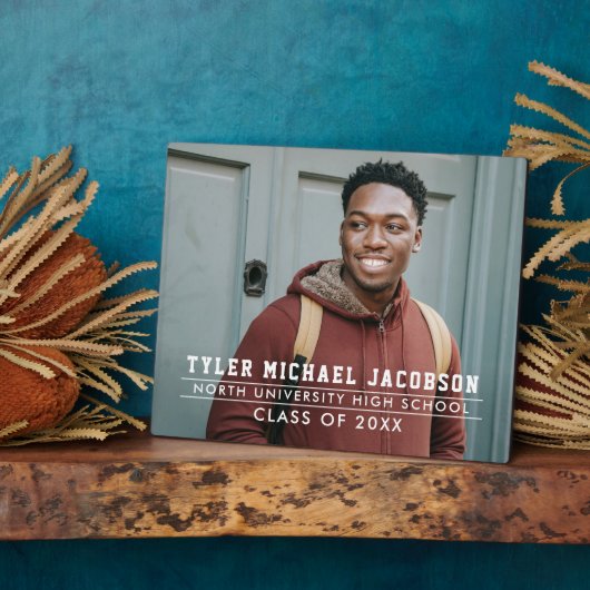 Plaque Photo Classe moderne de 2025 Graduation personnalisée (Côté)