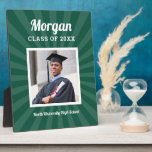 Plaque Photo Classe verte personnalisée de 2025 Graduation Phot<br><div class="desc">Un panneau d'affichage moderne et minimal avec chevalet pour la fête de remise des diplômes mettra en valeur votre diplômé! Design propose une photo carré de la grade encadrée en blanc avec un prénom simple et classique, l'année de classe et le libellé du nom de l'école qui peut être personnalisé....</div>