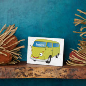 Plaque Photo Classic lime green van cartoon (Côté)