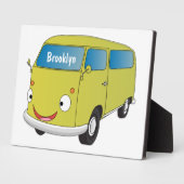 Plaque Photo Classic lime green van cartoon (Côté)