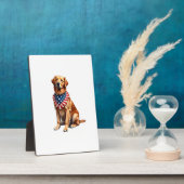 Plaque Photo Classic Patriotic Golden Retriever Vintage Shirt 2 (Côté)