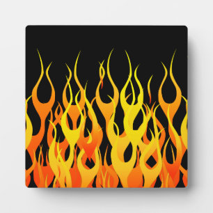 Plaque Photo Classic Racing Flames on Solid Black