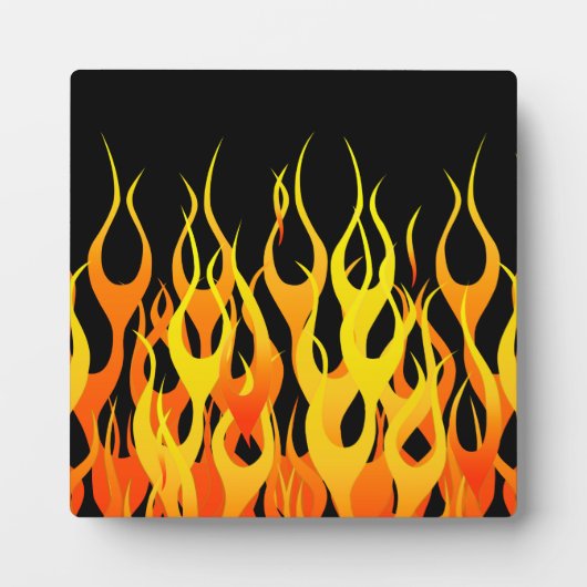 Plaque Photo Classic Racing Flames on Solid Black (Devant)