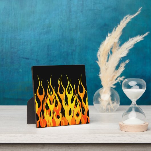 Plaque Photo Classic Racing Flames on Solid Black (Insitu)