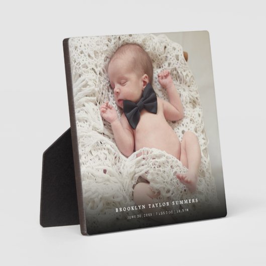 Plaque Photo Classic Simple Black Gradient Nouvelle Photo Bébé (Recto)