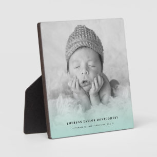 Plaque Photo Classic Simple Mint Gradient New Baby Photo Easel