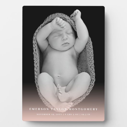 Plaque Photo Classique Simple Blush Rose Gradient Baby Girl Pho (Devant)